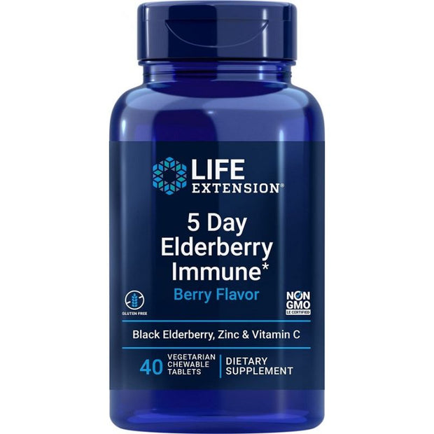 Life Extension 5-Day Elderberry Immune Berry Chewables – Rapid Immune Support