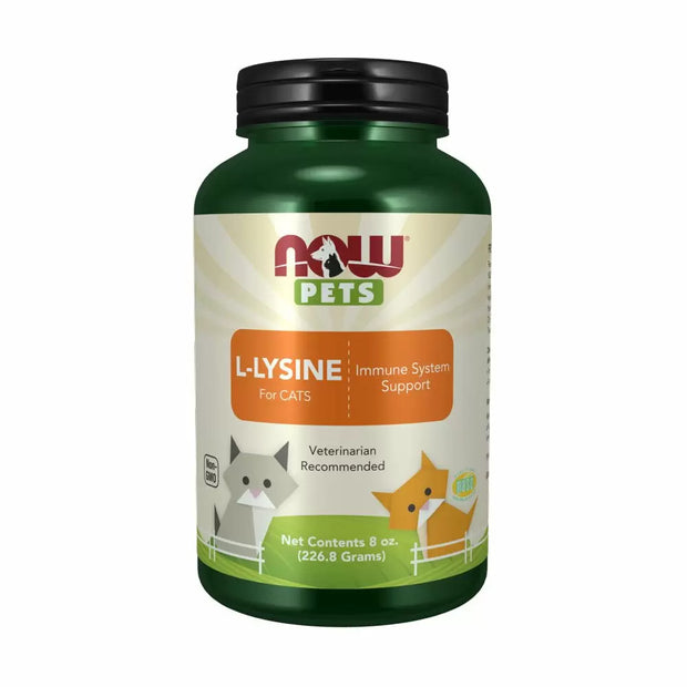 NOW Pets L-Lysine Powder – Immune & Respiratory Support for Cats (226g)